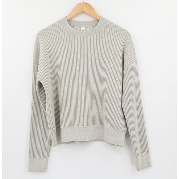 lululemon athletica Sweaters - Lululemon Women's Cotton Blend Ribbed Long Sleeve Sweater Bone/Off White Sz S